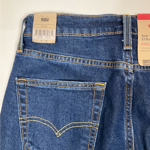 Levi's 514 Straight Fit Navy Blue Dark Wash Jeans 28x30 - Picture 4 of 6